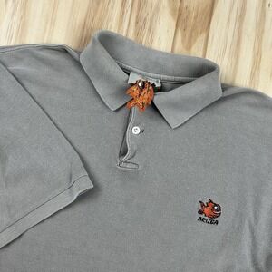 Pirana Joe Men's Short Sleeve Polo Beige XL Aruba Fish Coastal Resort Golf Shirt